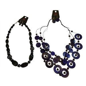 Elegant Black and Purple Necklace Set‎